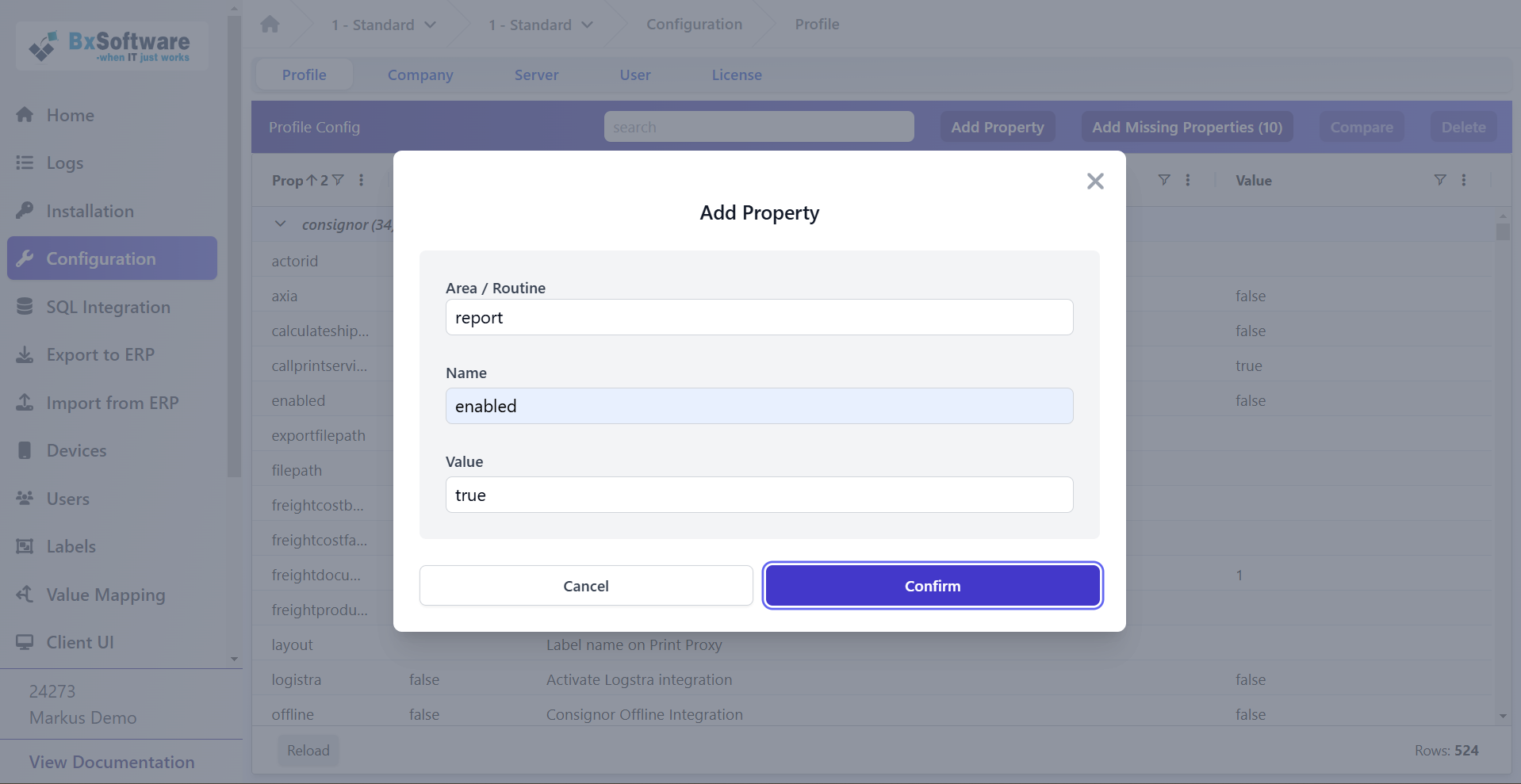 Reports in BxMobile (handheld terminal) and BxWebManager